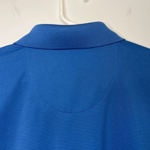 Cubavera Mykonos Blue Solid Textured Polo Large Mens - Picture 7 of 15